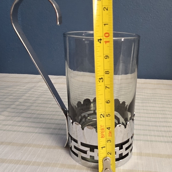 Vintage Libbey Federal Glass Chrome Coffee Tea Cups Set - Picture 7 of 9